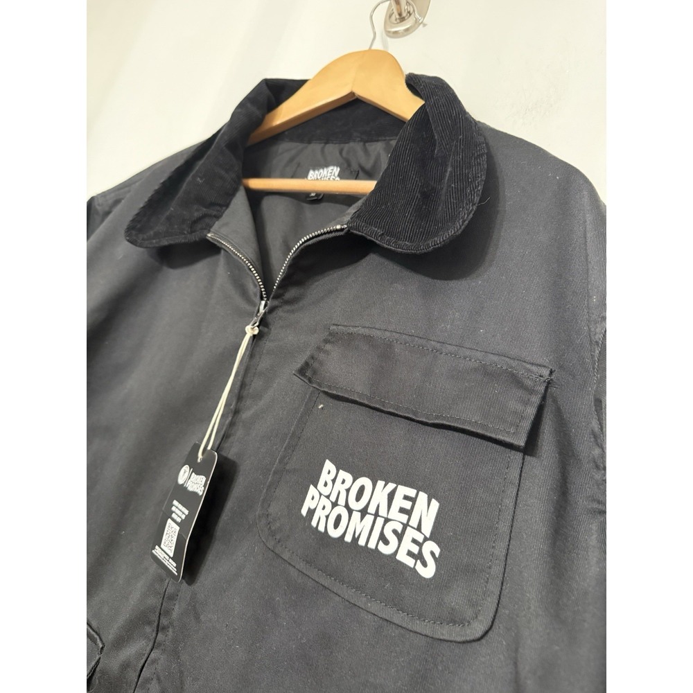 Broken Promises Mens Black Rabid Printed Work Jacket XL Chore Canvas NWT Skate‎ - Picture 3 of 9